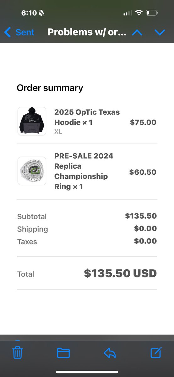gizmo17k's tweet photo. @H3CZ Gm @H3CZ I usually don’t do this but I haven’t got an update at all . I ordered a champs ring and a hoodie + the b2b ring shirt.  I emailed OpTic support and haven’t received a response at all  . @OpTic @H3CZ https://t.co/zArvKTrHpM