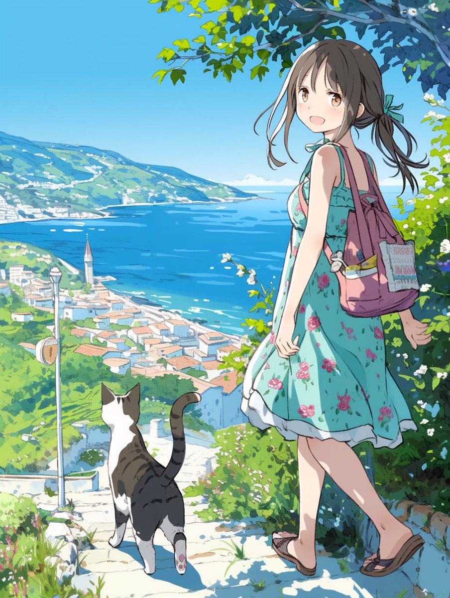 chocola_palette's tweet image. 『猫と歩く港町』
～陽だまりの坂道、港のきらめき～

今週も、ゆるりといきましょー☆