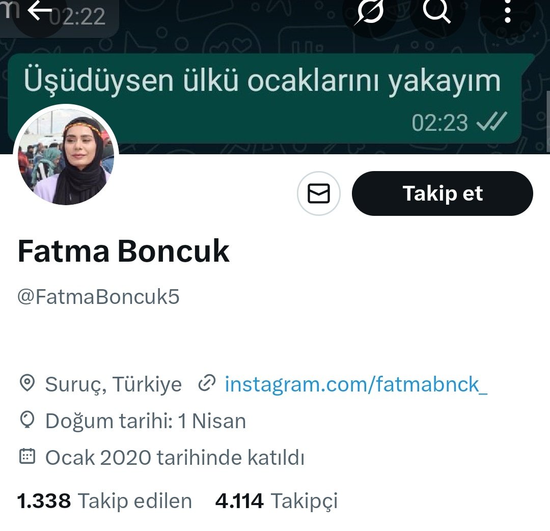 Fatma Boncuk isimli bu provokatör öğretmen hakkında işlem yapılsın. Bu kendini bilmezlerin yetiştirdiği çocuklardan hayır mı gelir memlekete! <a href="/tcmeb/">Millî Eğitim Bakanlığı</a> <a href="/SiberayEGM/">Siberay</a> <a href="/UrfaValiligi/">T.C. ŞANLIURFA VALİLİĞİ</a> <a href="/SanliurfaEmnMd/">Şanlıurfa Emniyet Müdürlüğü</a>