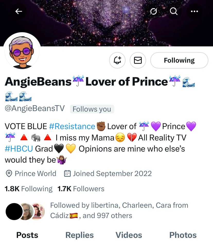 FAM, Angie’s was another account throttled by Elon. Can you help with her rebuild, please? As always, thanks for helping. ⁦<a href="/AngieBeansTV/">AngieBeans☔️Lover of Prince☔️🌊🌊🌊</a>⁩ 
🇺🇸🌊🙏🏾💙