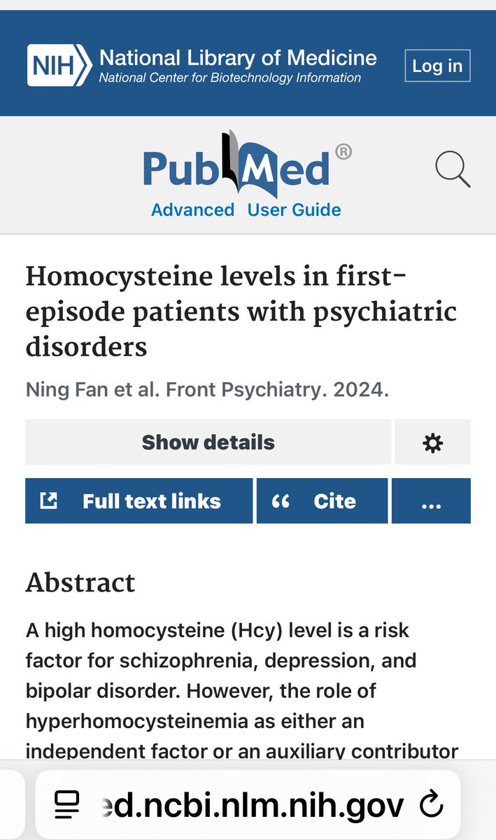 AwarenessB12's tweet image. Homocysteine and Psychosis:
Don’t wait for damage done. High homocysteine is toxic to brains.
“Homocysteine levels were significantly higher in first-episode patients with psychiatric disorders compared to healthy controls”
pubmed.ncbi.nlm.nih.gov/38846917/