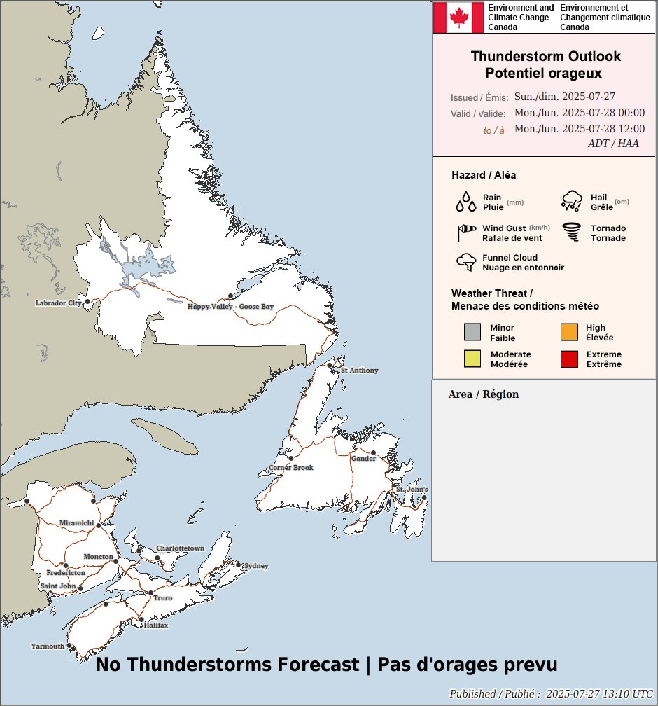 ECCCWeatherNB's tweet image. ⚡ TS Outlooks Today - Tuesday. #NBStorm ow.ly/P9X550WvIJs