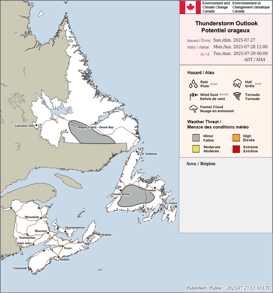 ECCCWeatherNB's tweet image. ⚡ TS Outlooks Today - Tuesday. #NBStorm ow.ly/P9X550WvIJs