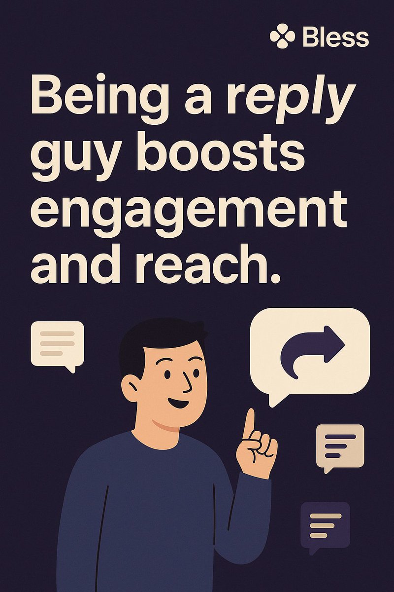 DexTsol's tweet image. Stop lurking. Start replying.
You don’t grow by watching, you grow by showing up.
You’ve gotta to reply.
Here’s why replying on @theblessnetwork changes the game 🧵👇

Every time you reply, you show up.
Not just to the algorithm but to the community.
It tells people 

And this…