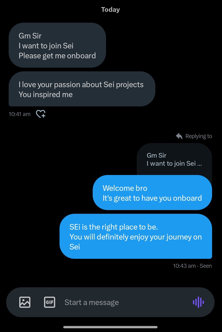 Another SEI member is onboard 💯🔥❤️‍🔥
3 new members in less than 24hrs.

More <a href="/SeiNetwork/">Sei</a> users are coming..
Get ready to explore <a href="/ShenronOnSei/">Shenron 🐉</a> and <a href="/YakaFinance/">Yaka Finance 🔱 - Degen's Paradise on Sei</a> as one of the top projects on Sei.

Connect with <a href="/AlexKosa1/">Alex Kosa ($/acc)</a>, <a href="/AloneWeb3/">Alone</a> and <a href="/AnastasiiaGons1/">Anastasiia Gonser🔴💨</a>.

These are the frontliners