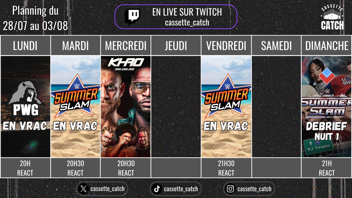 cassette_catch's tweet image. 🚨 PLANNING STREAM 🚨

Semaine du 28/07 au 03/08.

twitch.tv/cassette_catch



Programme détaillé
⬇️⬇️⬇️
