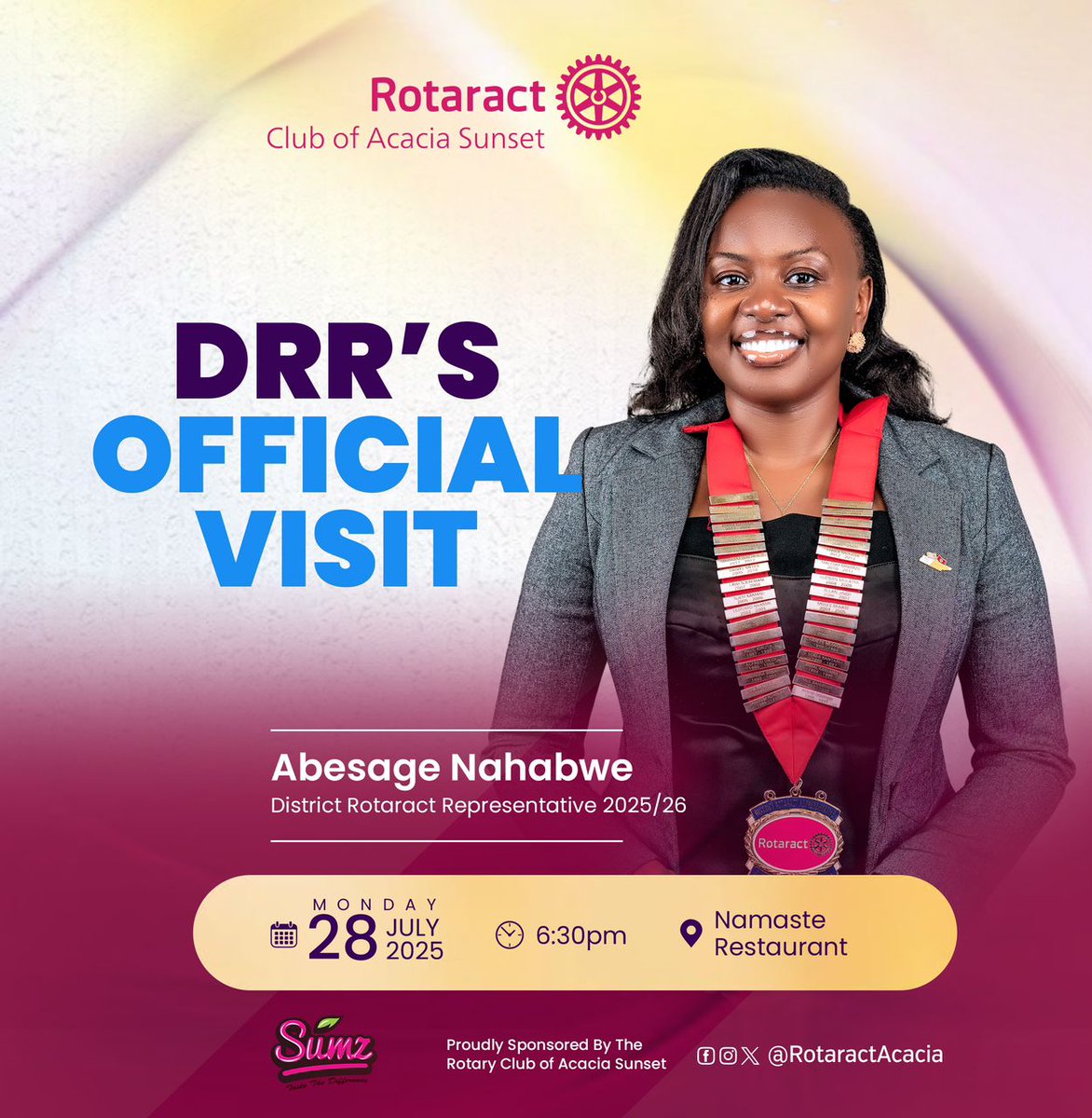 RotaractAcacia's tweet image. The BIG DAY is here as we host our dear DRR officially. It's our honor to welcome you for an inspiring, learning and service-spirit led evening.
Join us as we celebrate this memorable day to reflect on power of leadership, unity, and shared purpose within Rotaract.
