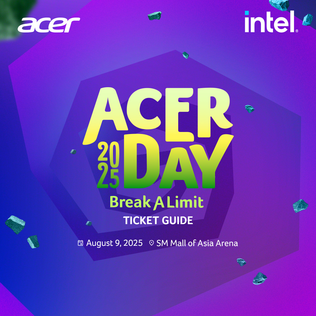 SoundCheckMNL's tweet image. Want 🎟️ to #AcerDay2025 feat #SB19, #Maki, #SarahG & more?
✅ Buy select Acer products (July 18–31)
✅ Post a vid, tag #AcerLimitBreakers + @AcerPhils (July 23–27)
✅ Donate plastic waste (July 28–30)
✅ Crack daily clues (Aug 1–5) soundcheckmanila.home.blog/2025/07/27/her… #BreakTheLimits