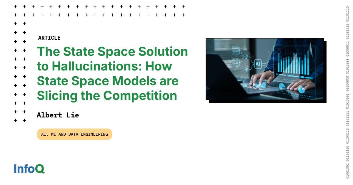 InfoQ's tweet image. Tired of #AI search hallucinations?
The root cause often lies in the architecture behind most AI models: the #Transformer.
This #InfoQ article explains how #StateSpaceModels (#SSMs) can fix this, & what it could mean for the future of AI search: bit.ly/4nssnWE
#LLMs
