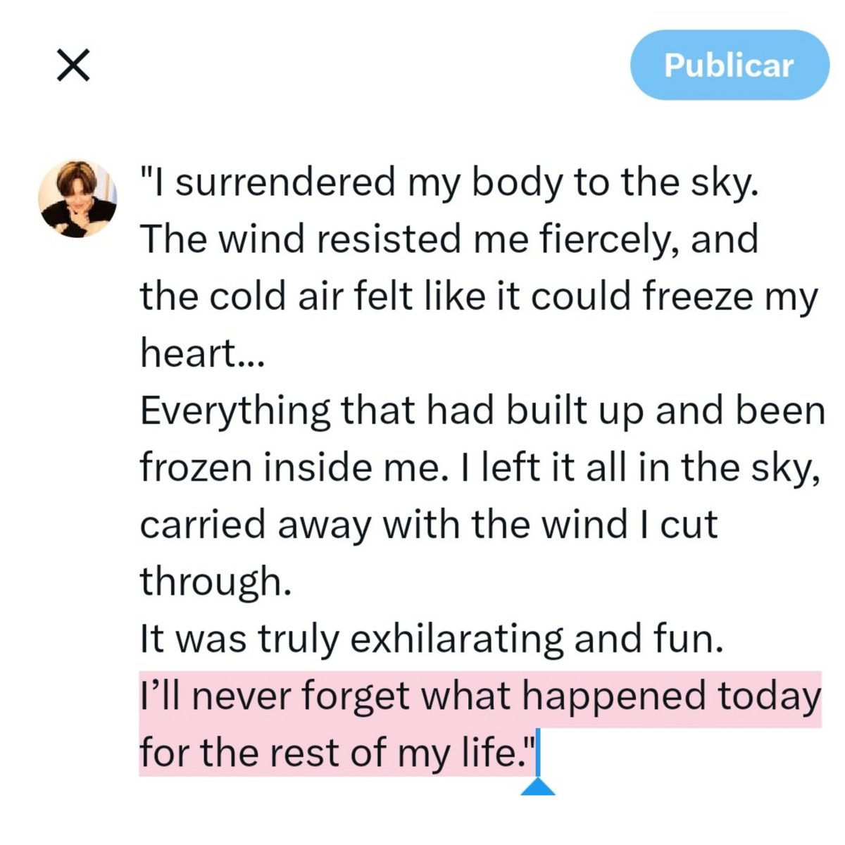 minzu525's tweet image. This is what Taemin wrote after doing skydiving for the first time in Switzerland 🩵
I'm so happy that he could experience this feeling again, and this time with Minho 🥹🩵