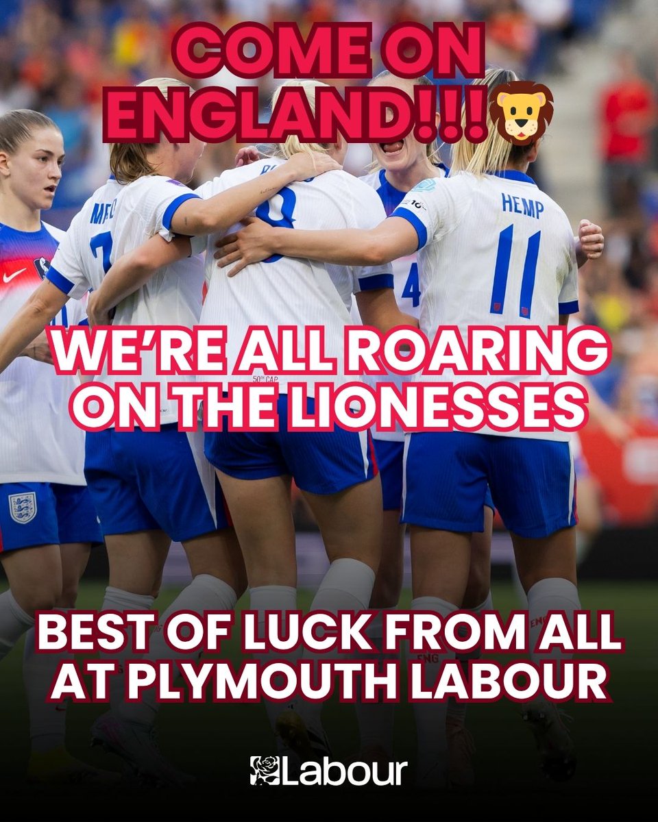 PlymouthLabour's tweet image. 🦁 Good luck to the @Lionesses from all of us here @PlymouthLabour! We're wishing you all the best for the #WEURO2025 final
⚽️⚽️⚽️🤞🤞🤞