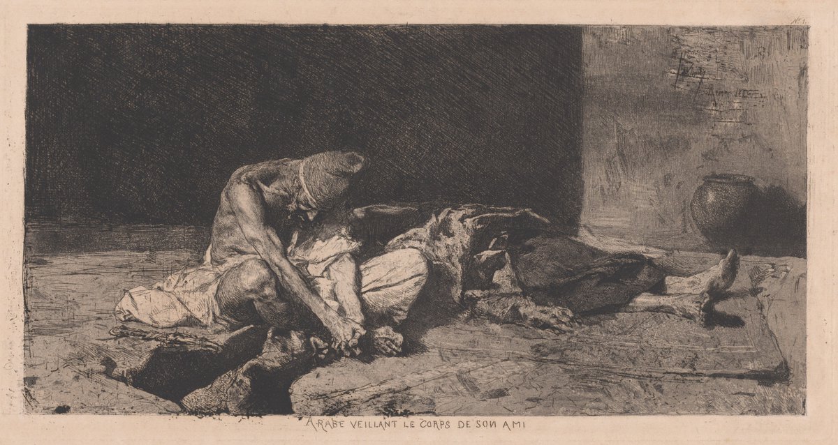 nrrkf's tweet image. عربي حزين بجانب جثّة صديقه - (1866م).