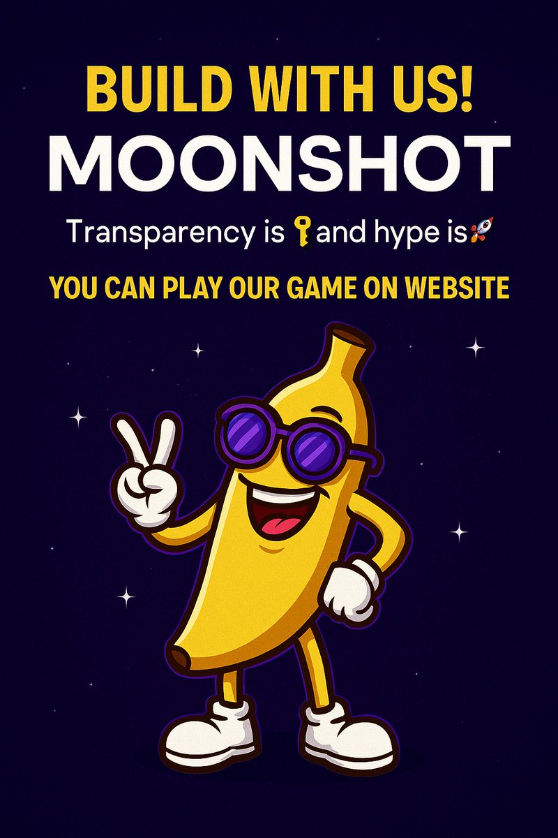 MoonBananaMeme's tweet photo. 🍌 Hey Worthless fam!

We’re building MoonBanana — a meme-powered mission to bring joy, humor, and a bit of rebellion back to crypto 🚀🌕

Not here to shill a pump-and-dump. We’re building something fun, community-first, and long-term:
✅ Fair launch 
✅ Game live at https://t.co/1dOoQgzOpf
✅ Vibes? Immaculate
✅ Ideas for utility

We believe memes can have missions too — come hang with us. If you believe so too let’s build something ridiculous and brilliant together.

🟡 Join us: https://t.co/AgMFdzOtvW

#MoonBanana #Memeconomy #Goonshot #Web3Community