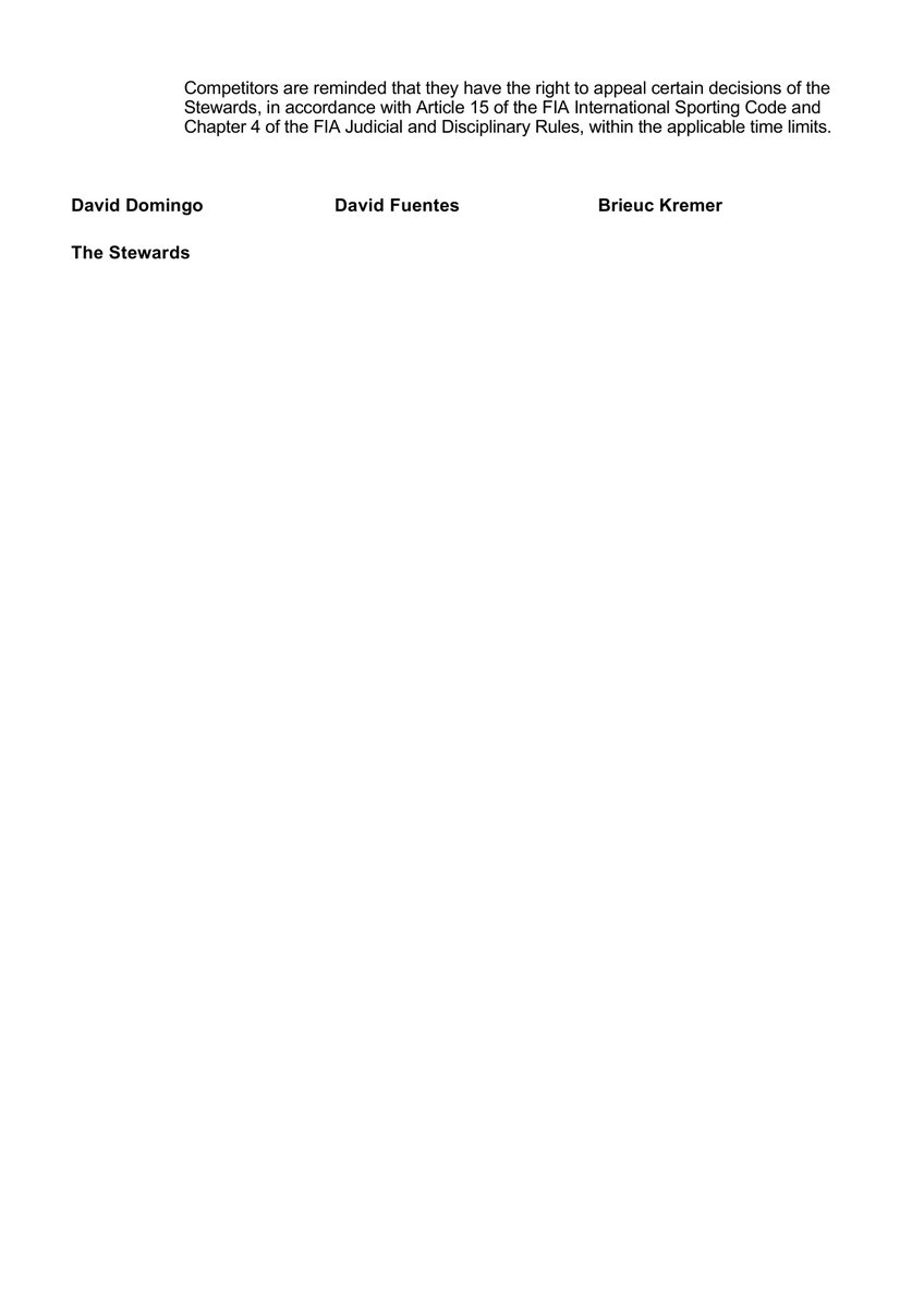 f2docsbot's tweet image. New document: Doc 58 - INFRINGEMENT - Car 4 - breach of minimum tyre pressures (4 tyres)
Published on 27.07.25 15:23 CET
fia.com/system/files/d…
#F2 #Formula1 #FIA