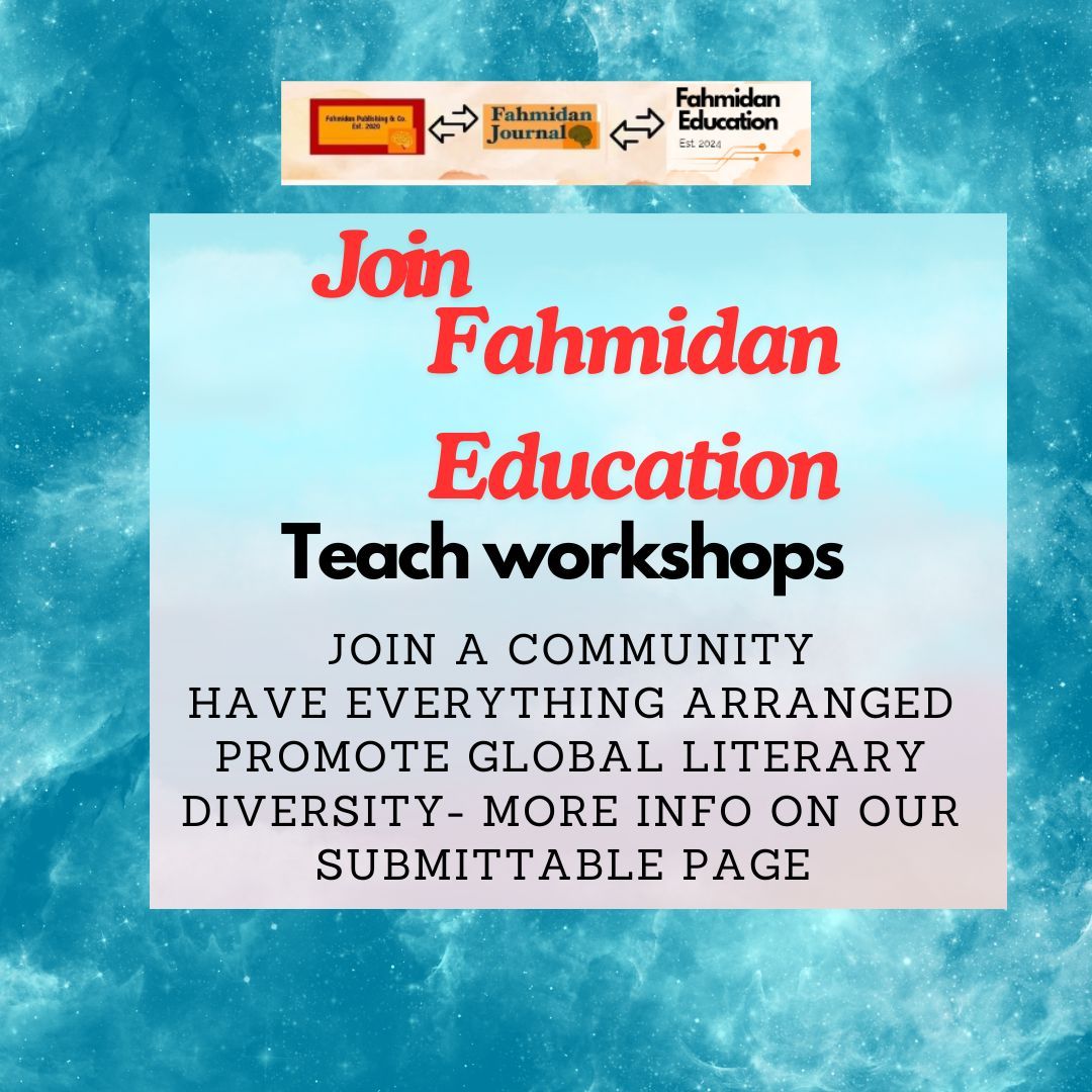 fahmidanjournal's tweet image. Want to teach a workshop? Consider joining Fahmidan Education as a workshop facilitator and join a community of global creative hungry for diversity in Action. Apply:
fahmidanjournal.submittable.com/submit/332409/…