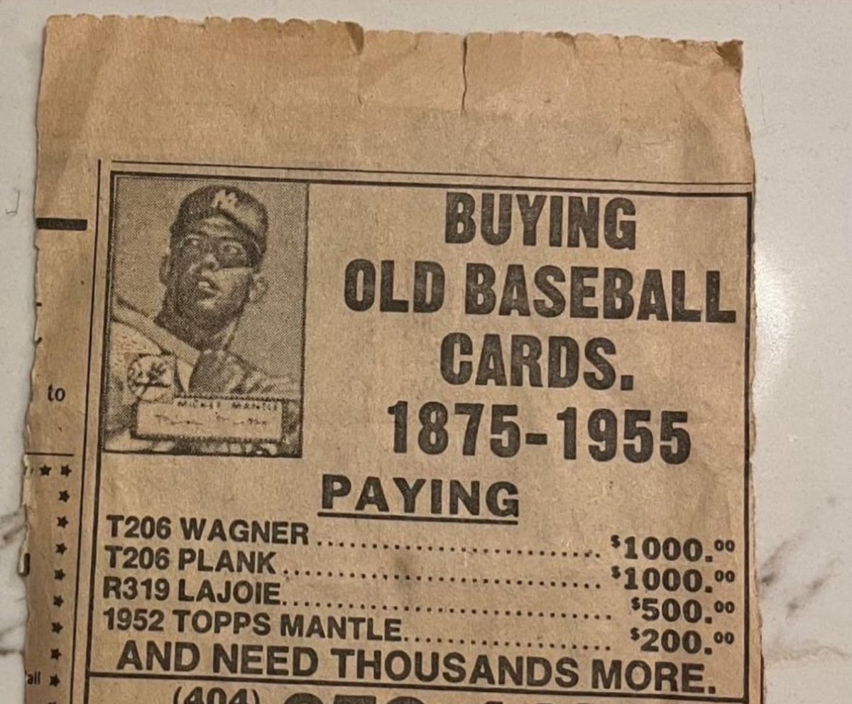 I am also offering $1000 for a T206 Wagner 😂