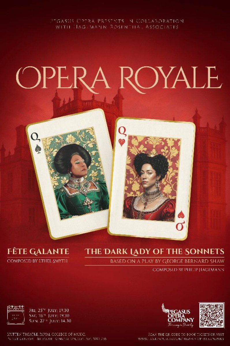 ShawSoc's tweet image. Curtain up soon at Britten Theatre @RCMLondon @PegasusOpera double bill ‘Opera Royale’ includes Philip Hagemann’s opera based on Shaw’s ‘The Dark Lady of the Sonnets’ What if Shakespeare met Elizabeth I ?#HappyBirthday #BernardShaw #ShawSociety