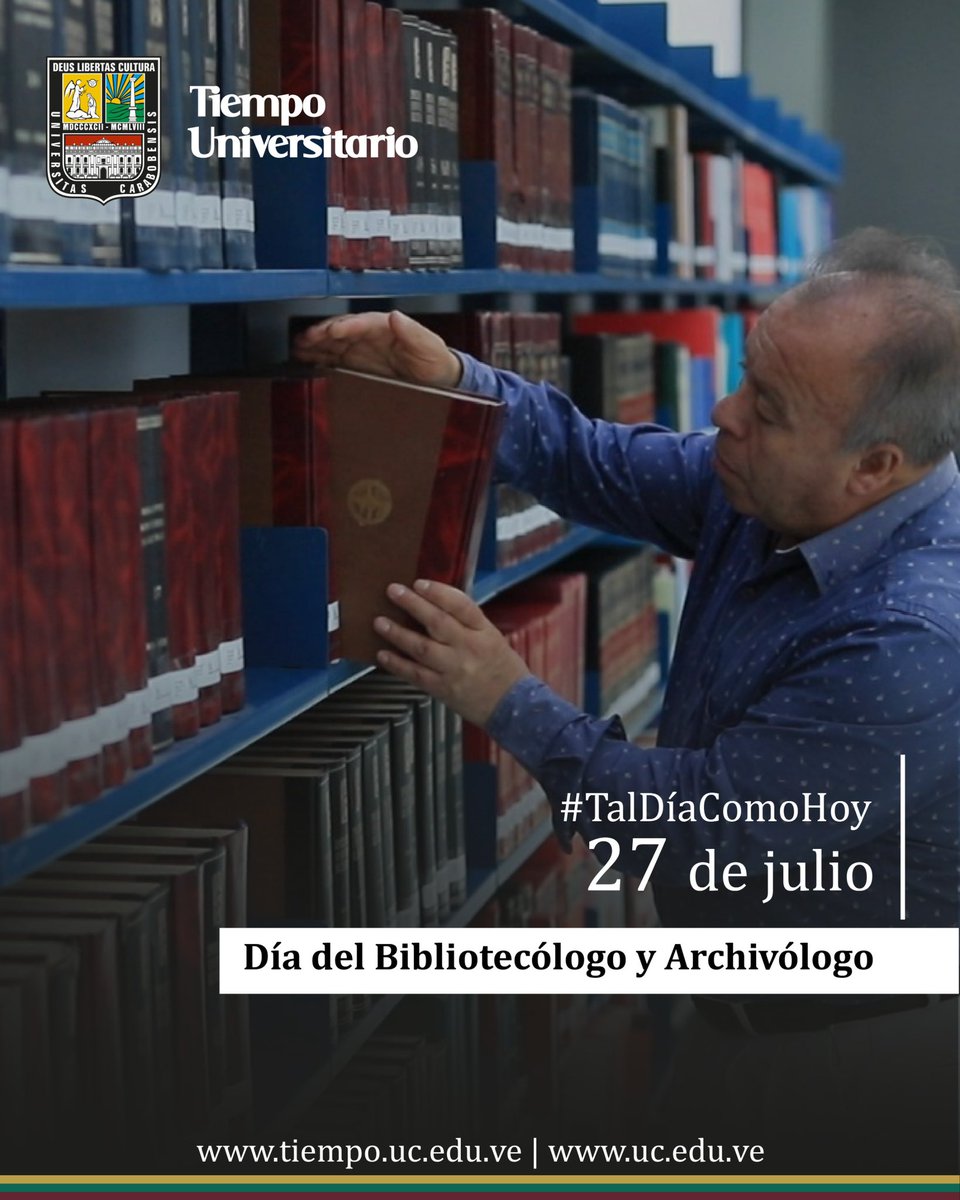 #TalDíaComoHoy se celebra el Día del Bibliotecólogo y Archivólogo, establecido para reconocer a quienes son guardianes de libros y documentos, clasificados para su consulta. ¡Feliz día a los bibliotecólogos y archivólogos ucistas! #UC