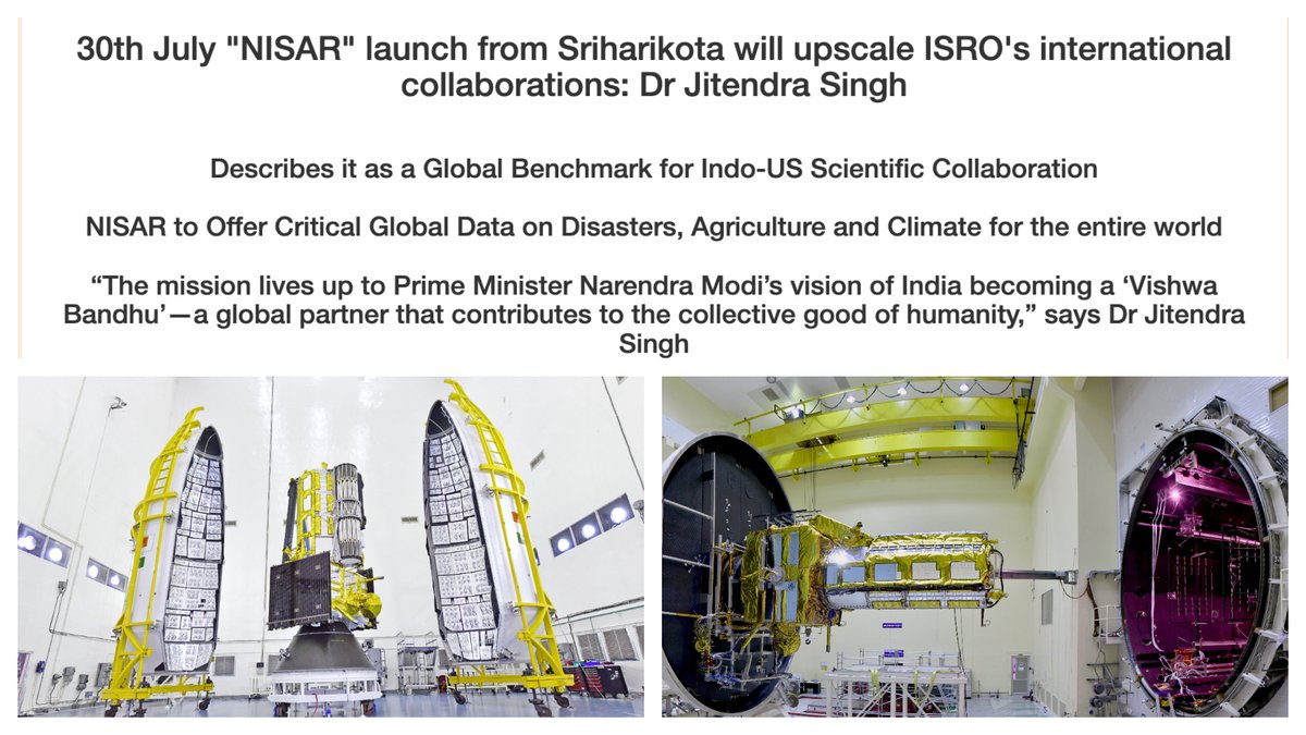 DrJitendraSingh's tweet image. #NISAR ready for take off;
30th July, 1740 hrs IST.
Read: pib.gov.in/PressReleasePa…