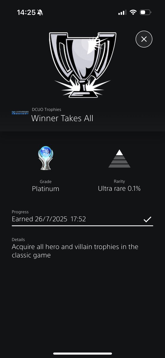 Graeme_Reaper7's tweet photo. Platinum Trophy number 40: DC Universe Online. 

I was obsessed with this back in the day in the lead up to its release. Never lived up to the hype but glad it’s still going. https://t.co/u9f6VcKCIY