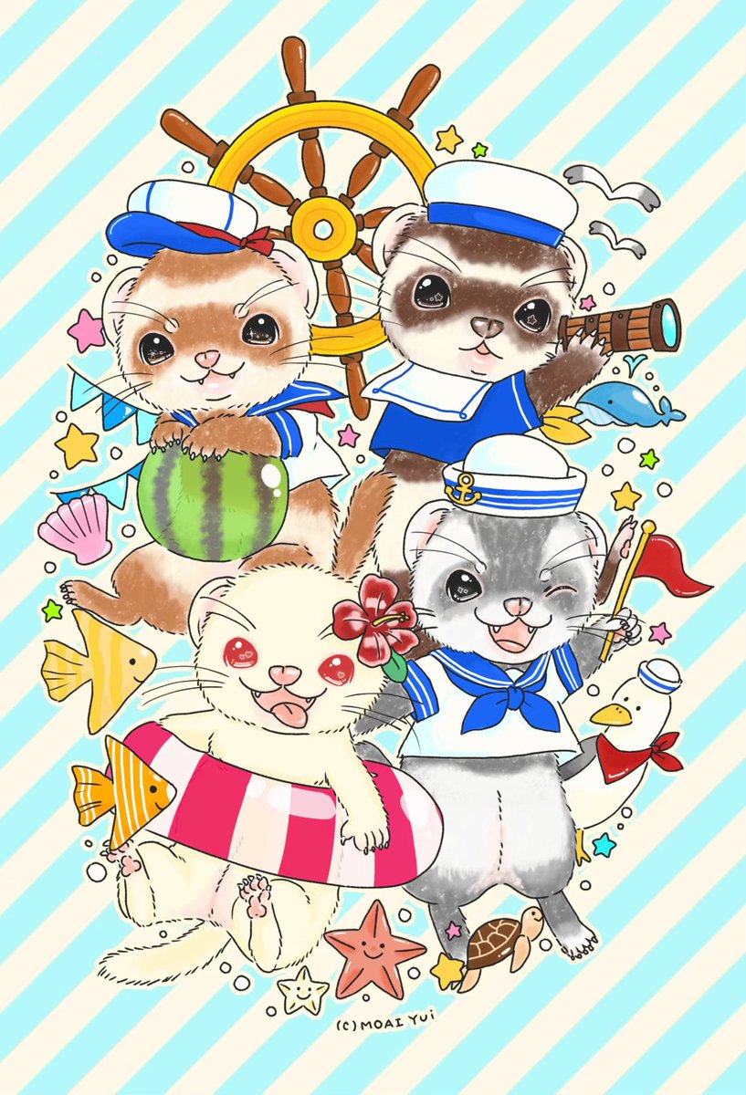 moai_yui's tweet image. ふぇれっと1年生
第3号付録デザイン🐳 ˎˊ˗
クリアファイル、
使っていただけてるかな〜?
#イラスト #フェレット #ferret