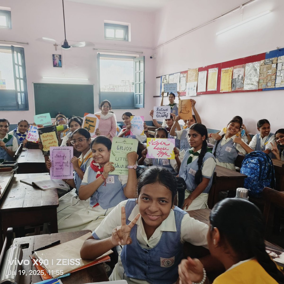 Calligraphy session was taken #Volunteer Tanya in St. Anthony girls Sr. Sec.school,Paharganj under #Vidyanjali on 19/07/2025