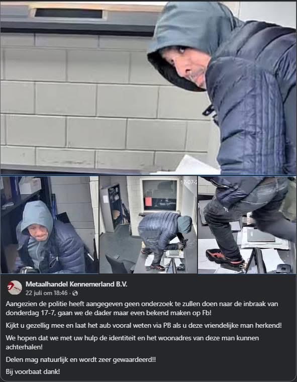 De politie heeft aangegeven geen onderzoek te doen,dan maar eigen rechtertje spelen dus delen mag!