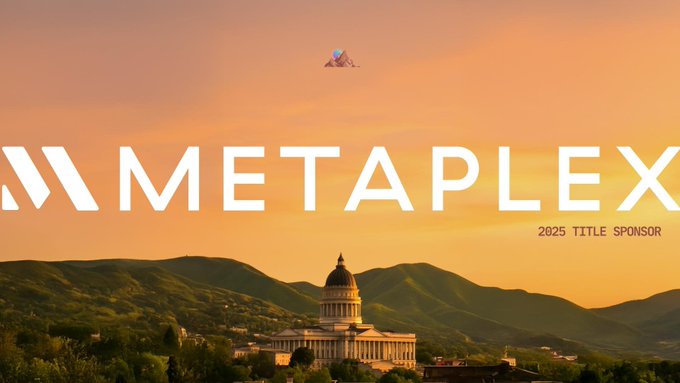 Metaplex 2025 冠名赞助商图片，背景为国会大厦与山脉的美景