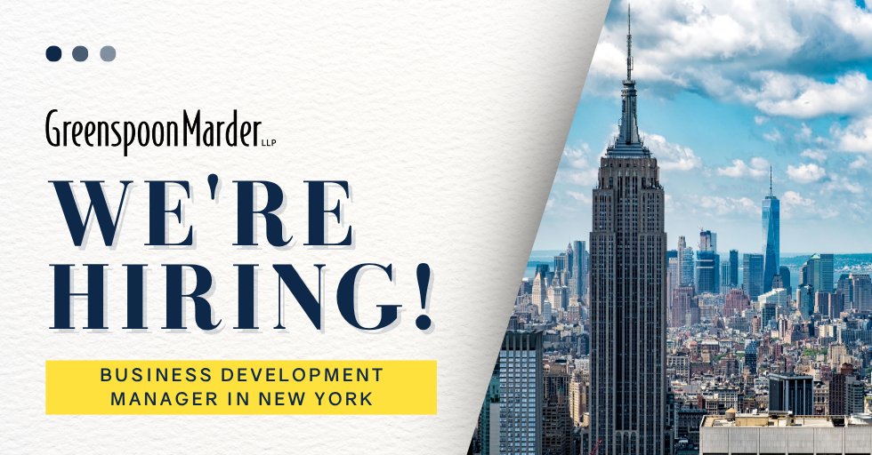 Greenspoon Marder's Marketing team is expanding! We're seeking a New York Business Development Manager to join our growing, dynamic team. If you're passionate about driving business growth, this is your chance! 

Click here to learn more: ow.ly/HZBc50WviBt