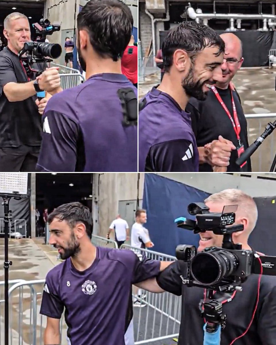 utd_sammy's tweet image. Bruno Fernandes congratulating the club cameraman on 25 years of service ❤️
This is what a real captain looks like. He just gets it 👏 #mufc