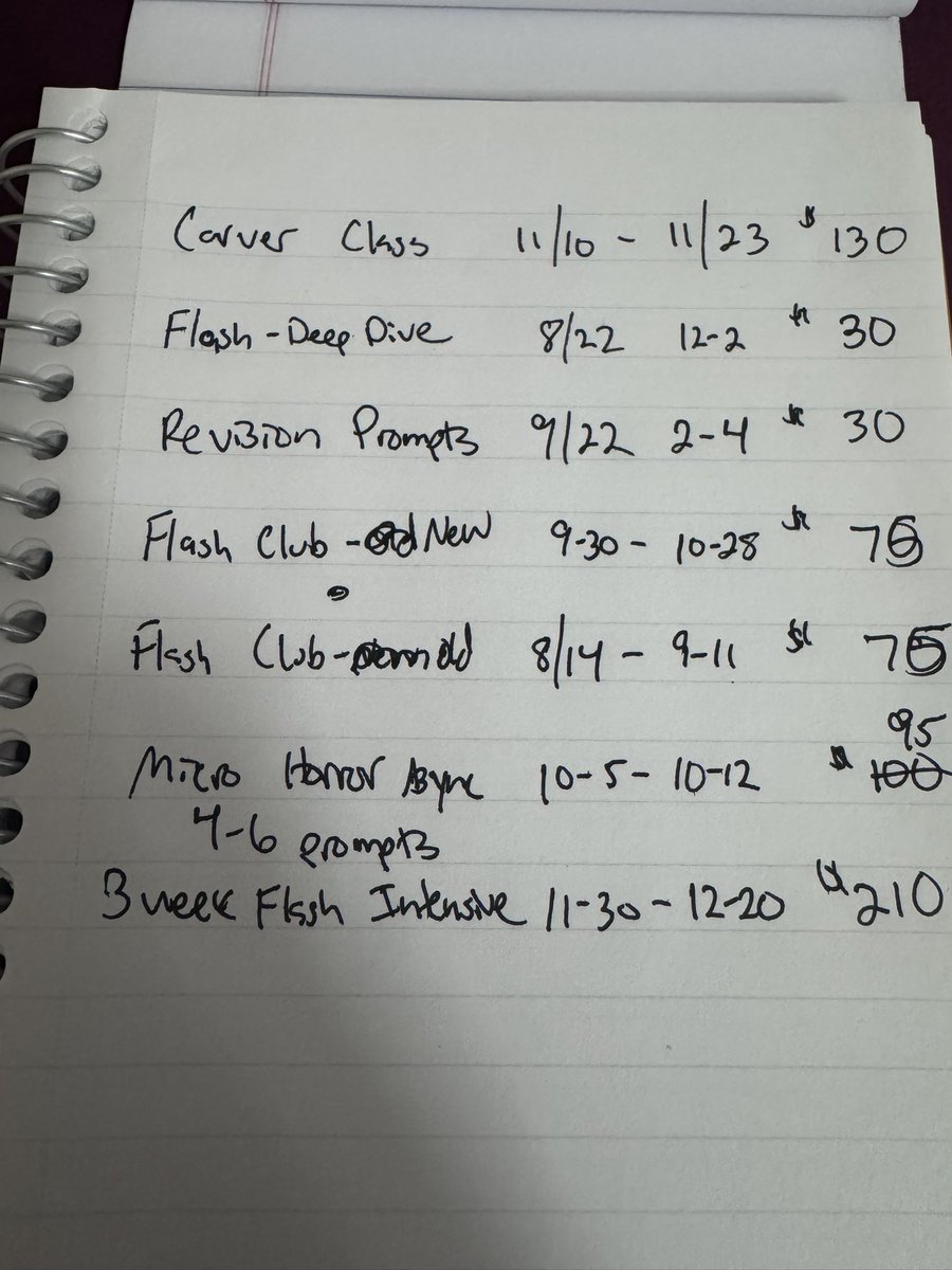 Here are some of my writing class ideas for this fall! Anything look interesting?