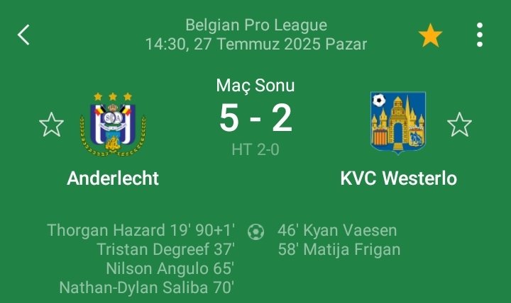 What a thriller! ⚽ Anderlecht 5-2 Westerlo 🎯 Our goal-focused prediction hit perfectly once again! 

🔥 Goals came flying just as expected — another big win for the stats and #OranExcel system! ✅

#WinningBet #GoalRush #Anderlecht #Westerlo #FootballTips
