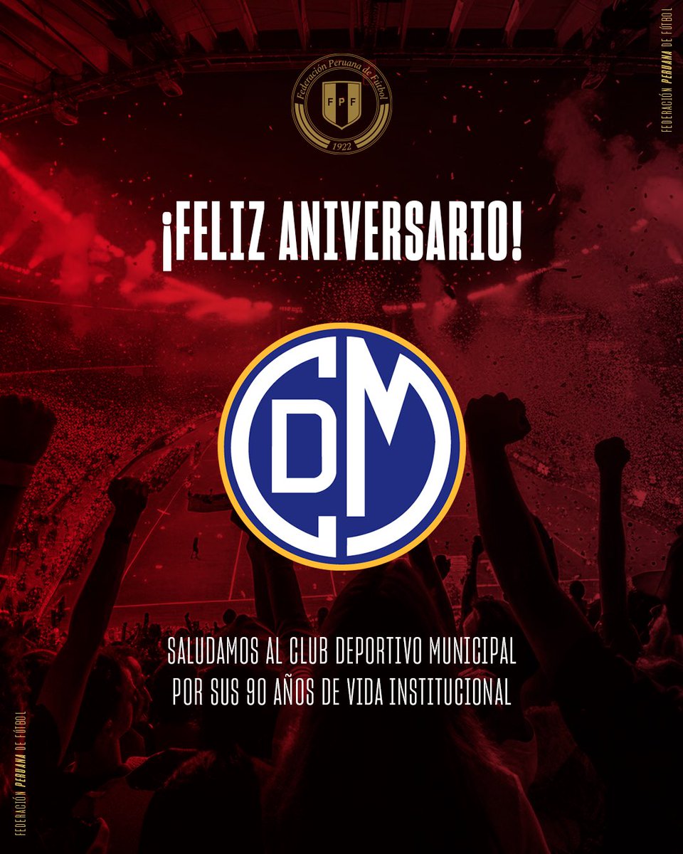Saludamos a <a href="/CCDMunicipal/">Club Centro Deportivo Municipal</a> por un año más de vida institucional, destacando su legado y compromiso con el fútbol nacional.

¡𝗙𝗲𝗹𝗶𝘇 𝗮𝗻𝗶𝘃𝗲𝗿𝘀𝗮𝗿𝗶𝗼, ‘𝗠𝘂𝗻𝗶’! 🎉⚽️