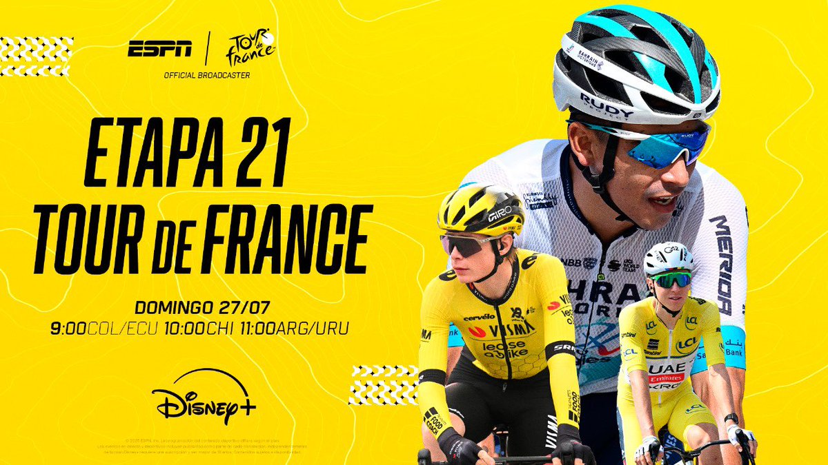 Preparados porque llegará la última etapa #TDFF2025 por <a href="/ESPNCiclismo/">ESPN Ciclismo</a> y <a href="/disneyplusla/">Disney+ Latinoamérica</a> 

Han sido 3 semanas con el mejor ciclismo del mundo junto a mis compañeros <a href="/LauralozanoR/">Laura Lozano</a> <a href="/MaxRicheze/">Maximiliano Richeze</a> <a href="/victorhugopenag/">Victor Hugo Pena/ OLY</a> y todo un equipo de producción increíble.

Gracias a ustedes por estar