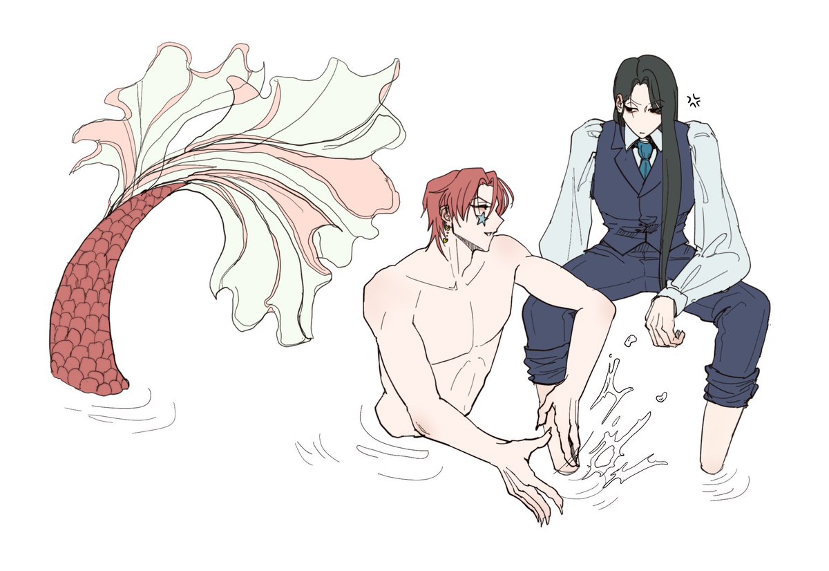 7ngam0's tweet image. 스핀 주셨던 힛일 인어 au,,,
