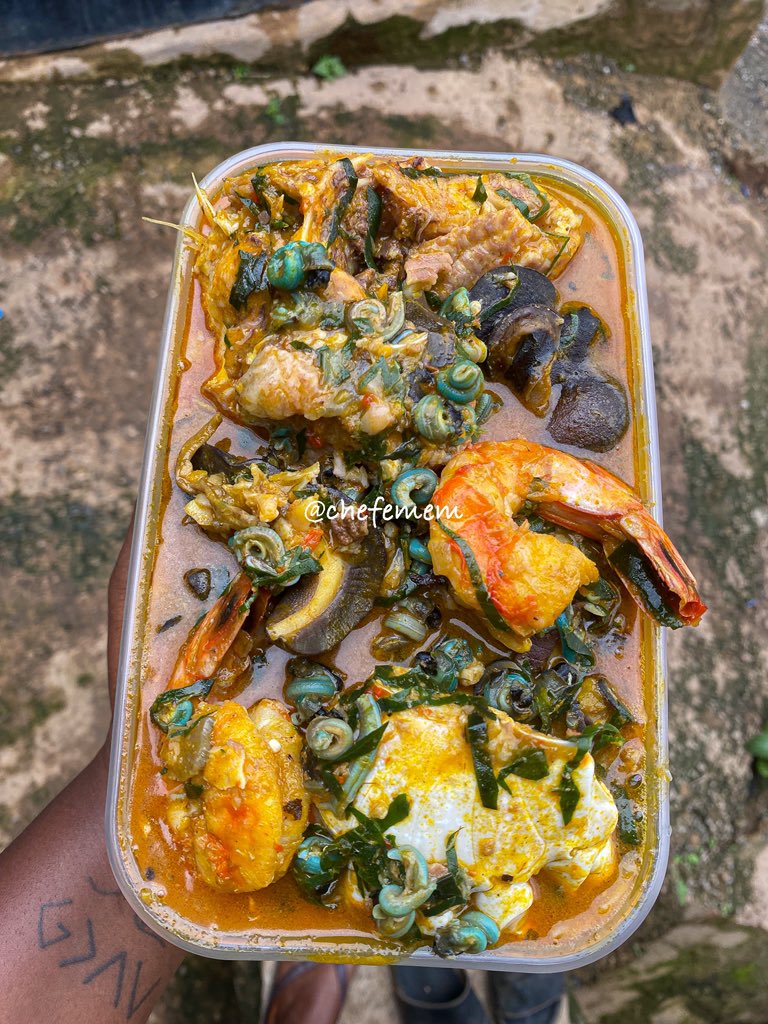 chef_emem's tweet image. Fisher man soup and ram stew is available this evening.
π·οΈ15k for a takeaway pack
Please check my pinned tweet for a detailed menu π