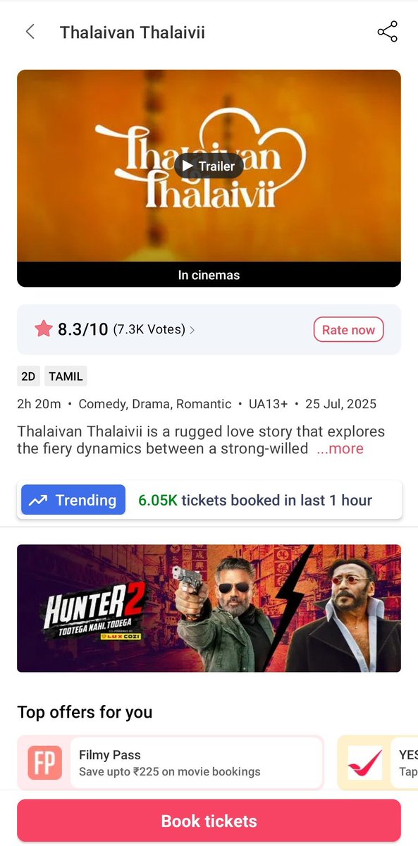 RC_Review_'s tweet image. #ThalaivanThalaivii - 6.05K Tickets Booked on last one hour 🤝