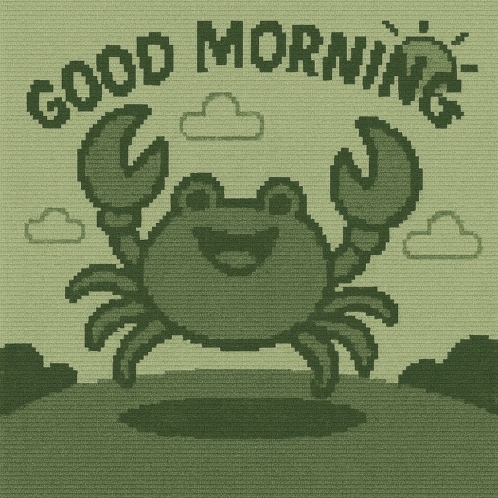 AdamViV33's tweet image. Good Sunday Morning ☕️
Wake up.
Choose chaos (and maybe a low-cap gem).
Degen responsibly. 🦀