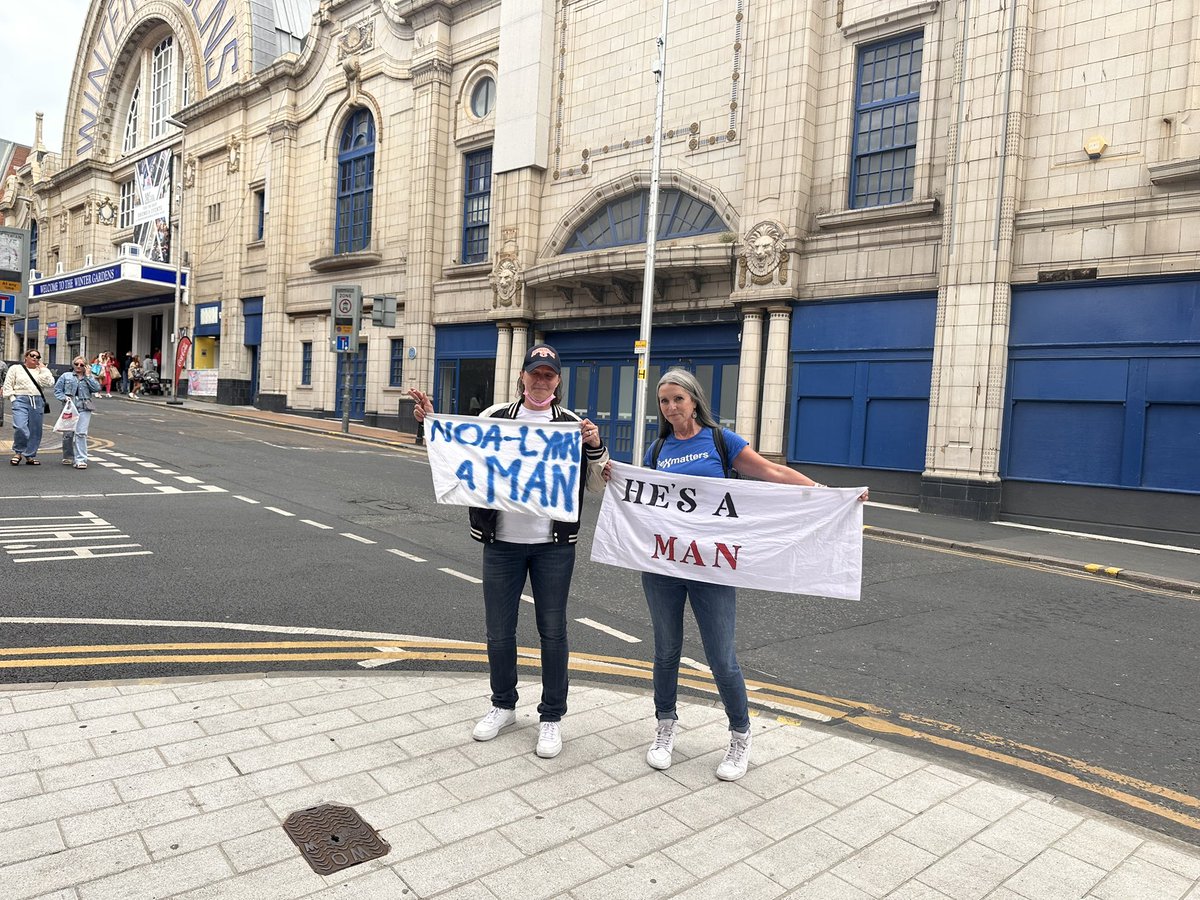 Forcibly - and I mean with violence and abuse - removed from The Winter Garden Blackpool for trying to hold up a sign saying “He’s A Man” as Noa-Lynn Van Loeven entered for the Women’s World Maychplay darts. We were called “homophobic” “bloody lesbians” and heavily manhandled.