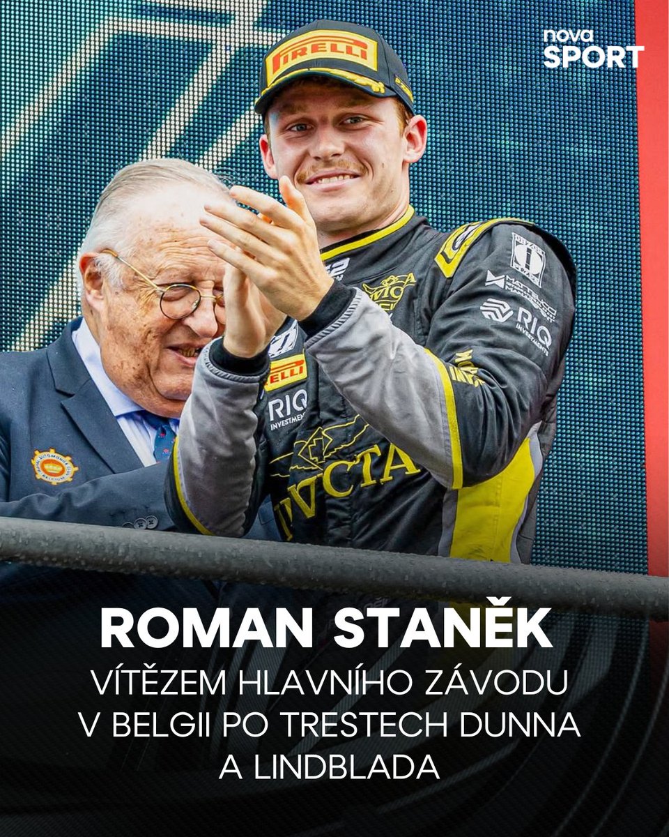 Českou hymnu už zpětně sice neuslyšíme, ale dodatečné vítězství Romana Staňka si přesto užijeme! 🥇🇨🇿

#NovaSport | #BelgianGP | #F2
