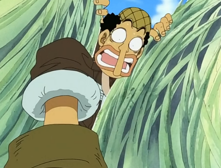 Soppyzone's tweet image. I love him fooling the fishmen xD 

And, nearly falling off a cliff after getting away