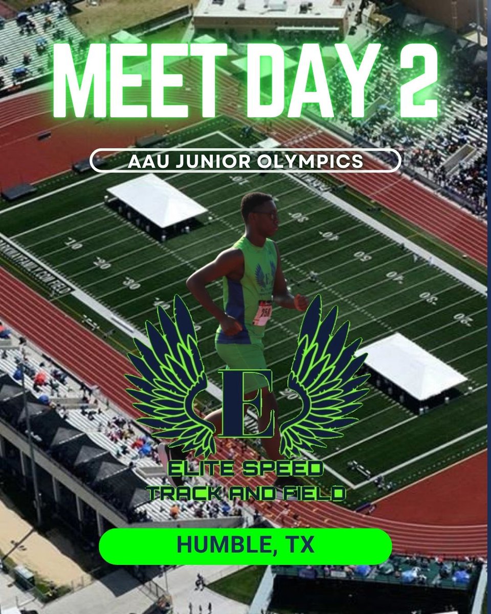 Meet Day 2! Ryan Steele will compete today at the @aautrackandfield Junior Olympics!

Good luck!

AAU Junior Olympics
⏰3:00PM CST
📍Humble High School #EliteSpeedTFBhm
#BeElite
#aautrackandfield