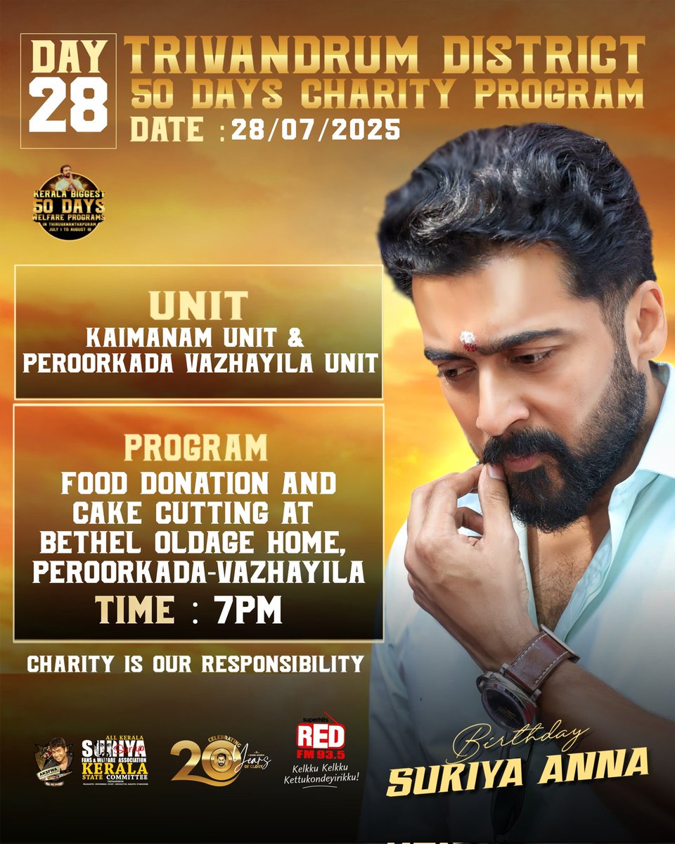 AKSFWA1's tweet image. • Day 28 Welfare Program (28 .07.2025) 👍

Welfare Conducting by @AKSFWA1
KAIMANAM &amp;amp; PEROORKADA VAZHAYILA UNITS behalf of @Suriya_offl na&apos;s 50th Birthday. 

50days Welfare Programs ❤️ #Suriya50

#CharityIsOurResponsibility  
@rajsekarpandian @venkatvnt @sarathlal428 #Karuppu