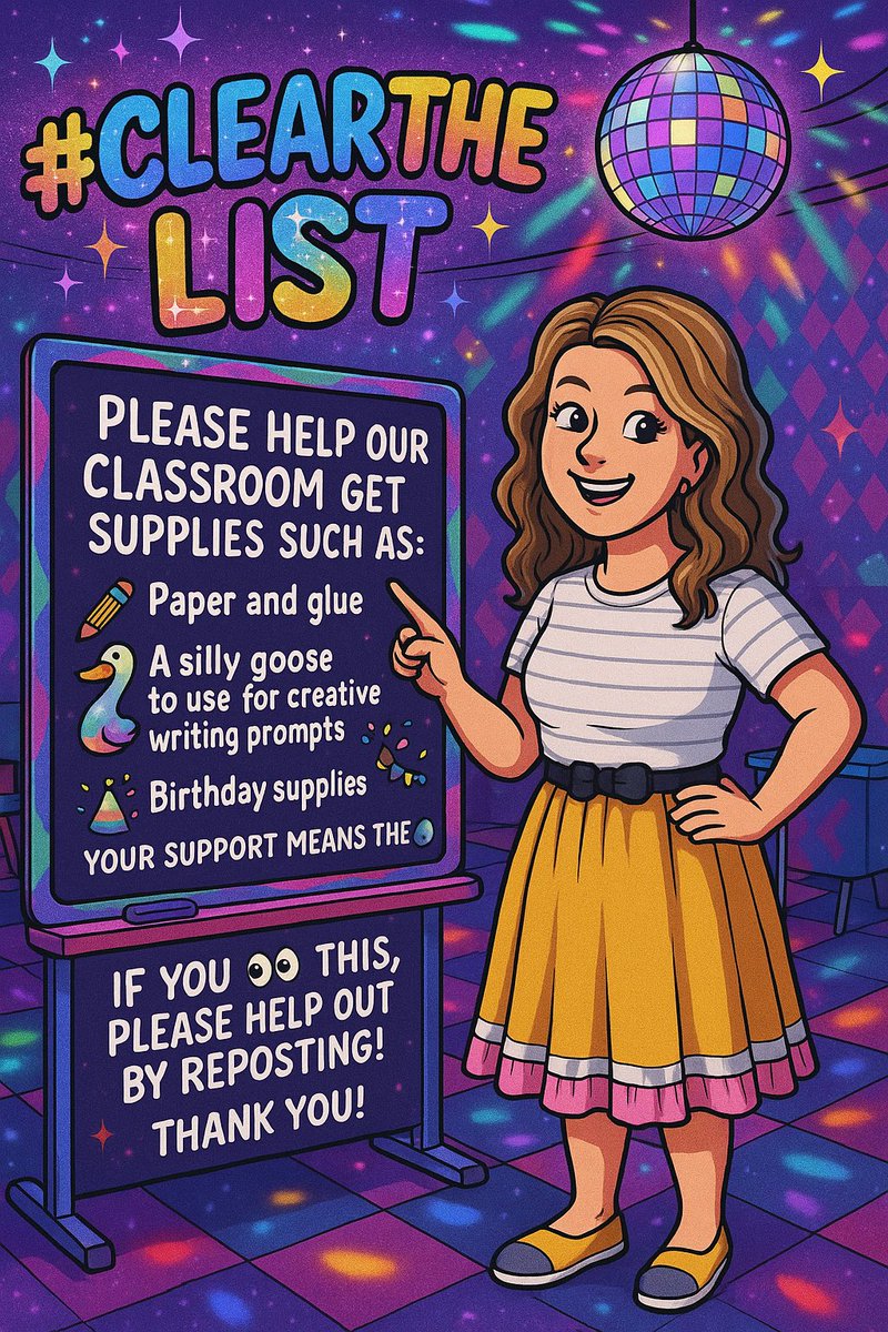 Mrs. L (@iteachfirsties1) on Twitter photo School starts so soon and I’m a teacher busy preparing! I’ve created a #clearthelist with wishes to help us throughout the year including supplies for:
🎂 Bdays
✏️ Creative writing
🖍️ Incentives and more
Please consider a repost!Thanks! amazon.com/hz/wishlist/ls…
<a href="/davidaldridgedc/">David Aldridge</a> School starts so soon and I’m a teacher busy preparing! I’ve created a #clearthelist with wishes to help us throughout the year including supplies for:
🎂 Bdays
✏️ Creative writing
🖍️ Incentives and more
Please consider a repost!Thanks! amazon.com/hz/wishlist/ls…
<a href="/davidaldridgedc/">David Aldridge</a>