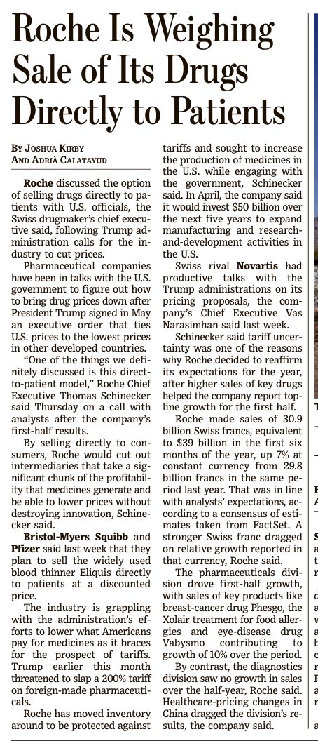 smucler's tweet image. ROCHE jedná s Trumpem a přímých prodejích léků pacientům. Elektronický recept a objednat u výrobce, zmizela by velkodistribuce a lékárny. Trump by snížil cenu léků o desítky procent. Nepochybně to bude velká bitva o miliardy dolarů.