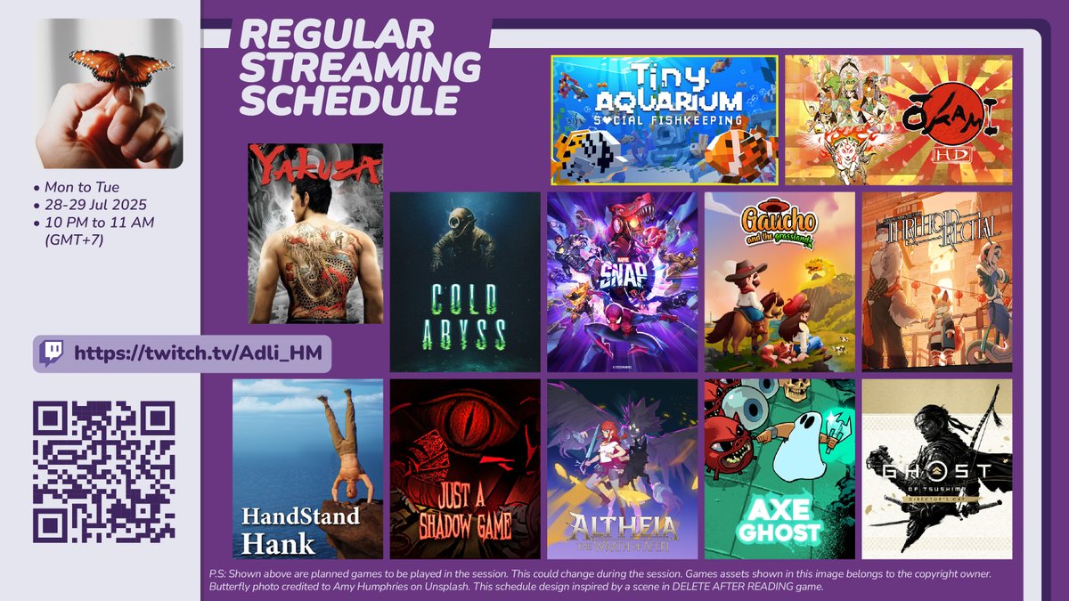 Adli_HM's tweet image. Hello!

Around 10 PM (GMT+7), at twitch.tv/Adli_HM, I&apos;m gonna stream:

Handstand Hank (Michael Fischer), MARVEL SNAP, Yakuza, Cold Abyss: Director&apos;s Cut, Just A Shadow Game, Altheia: The Wrath of Aferi (@NeonDoctrine), ...

*can change
-Tweet 1/2