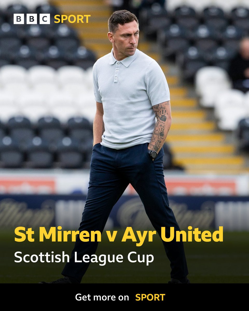 BBCSportScot's tweet image. St Mirren take on Ayr United in the final game of this season's League Cup group stage 🏆
Follow live coverage on the BBC Sport website and BBC Sportsound 💻📻
#BBCFootball