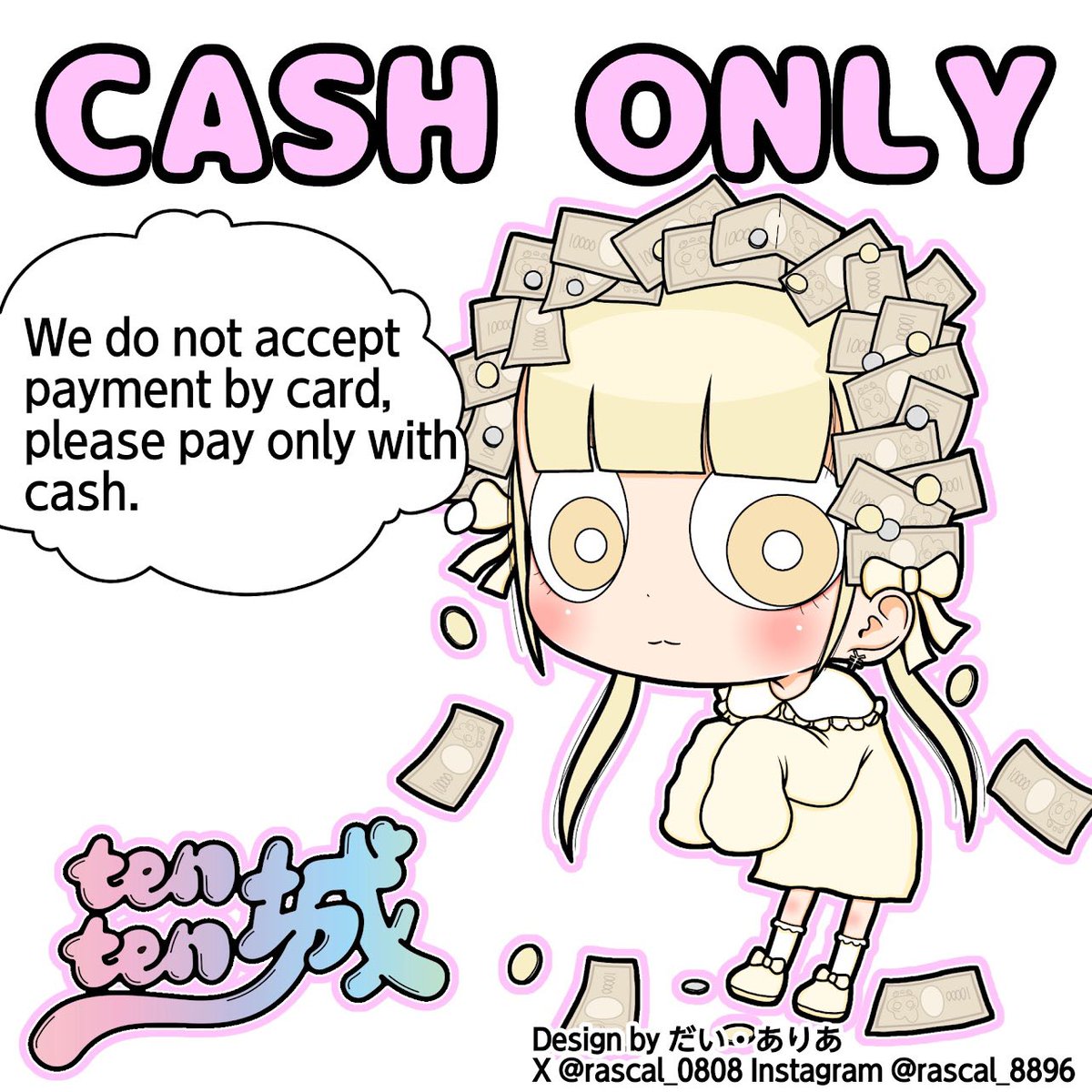selectshopten2's tweet image. 【tenten城】
【平木ギャラリー】
🏰tenten城は、
💴お支払いは現金のみとなります。
🪪クレジットカード、電子マネーはご利用いただけません🙇
illustration by
だい・ありあ様
(@rascal_0808)
イラストグッズ
好評販売中!