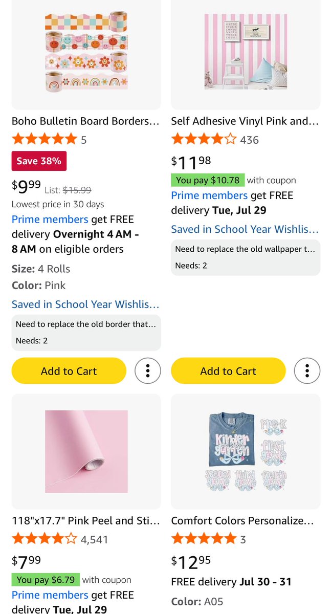 What are some items that you have under $10 on your #clearthelists?

Share it below so we can get each list cleared before the school year starts!!!

Mine are borders and wallpaper that I need to decorate my classroom! Thank you so much for the support!
amazon.com/hz/wishlist/ls…