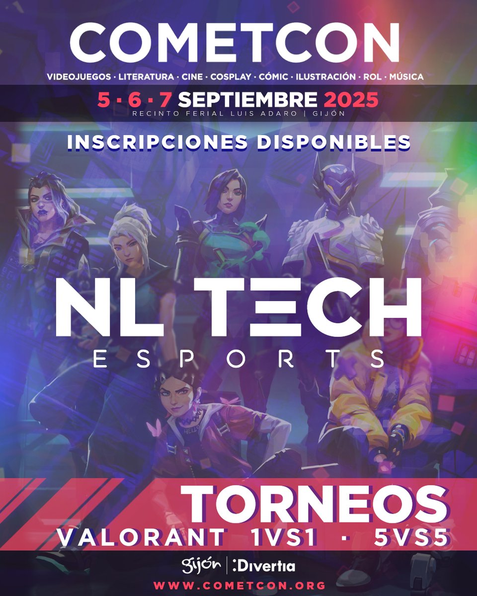 ❗Inscripciones abiertas❗

¡@nationaleague y @nltechesports os tráen dos torneos de Valorant con premio económico!

Podrás elegir entre un torneo de Valorant, 1VS1 y 5VS5💥

Encuentra las bases y los formularios de inscripción en nuestra web en el apartado de Videojuegos 💖